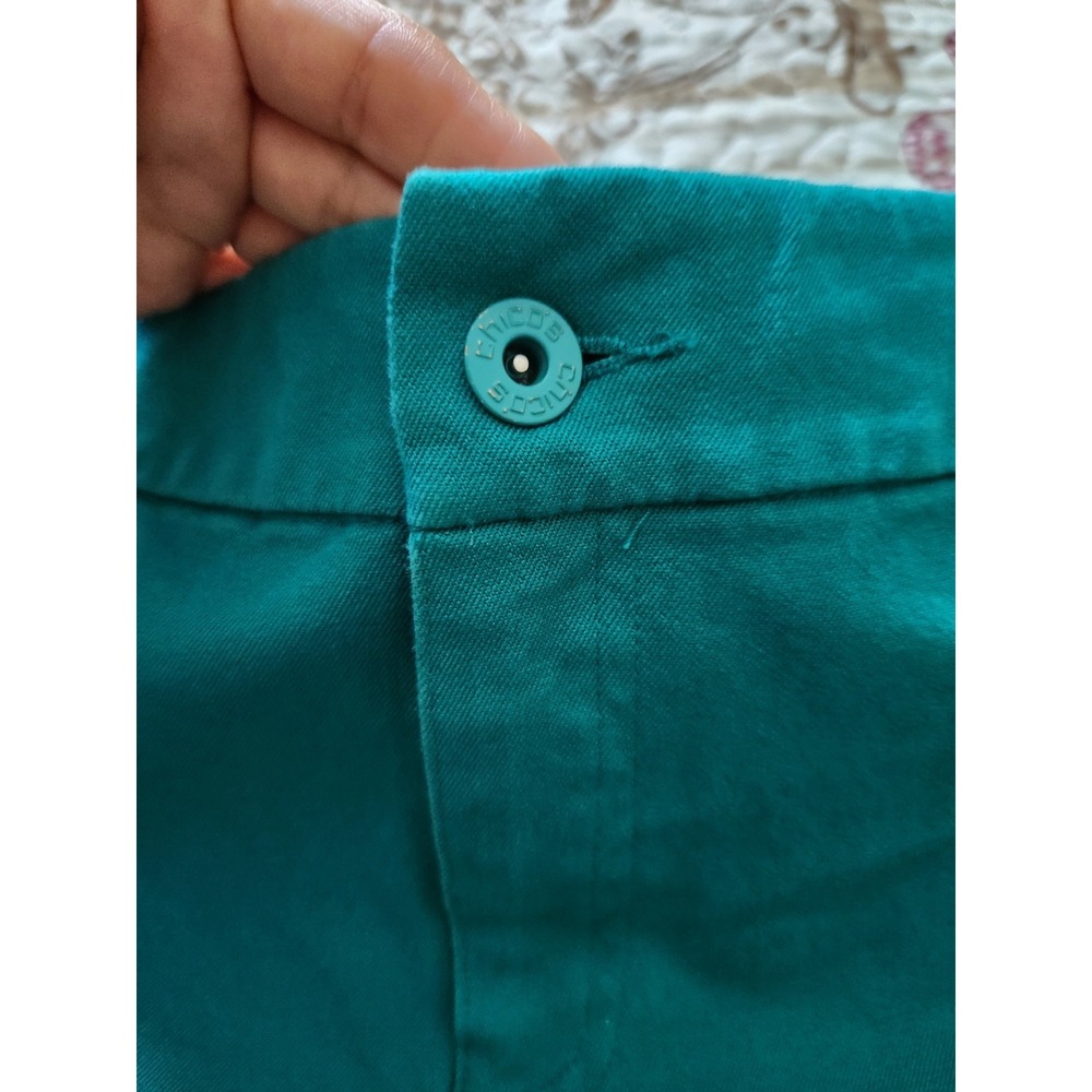 Chico's Women's Capri Pants Stretch Mid-Rise Pockets Green  Cotton Size‎ L(12) - Picture 4 of 10